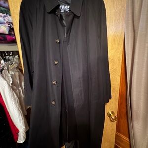 Chaps Men's Classic Black Trench Coat